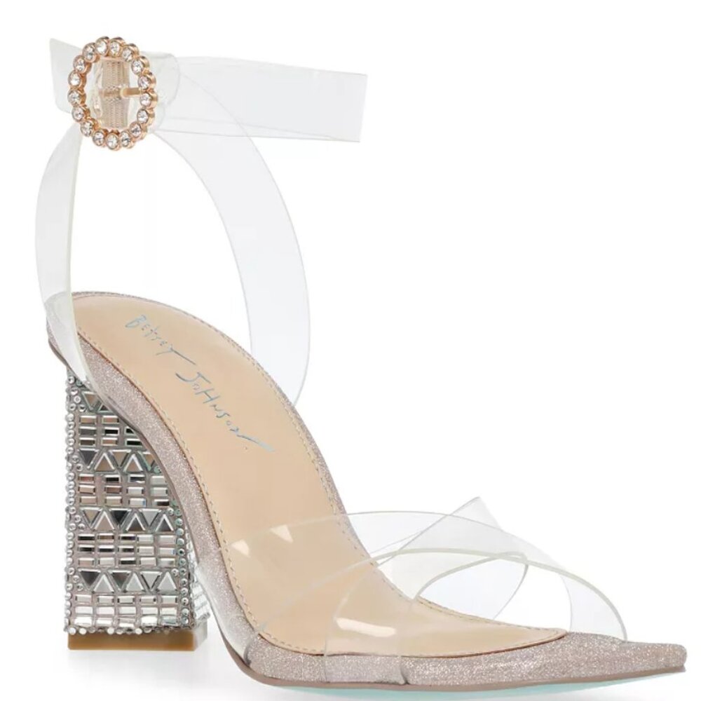 Betsey Johnson Rhinestone Heel Clear Strap Wedding Party Heels – NWOT